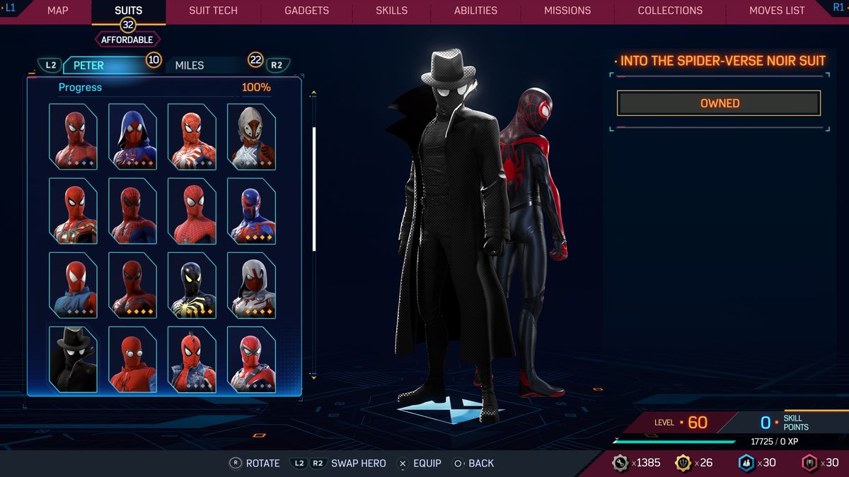 The Into the Spider-Verse Noir Suit